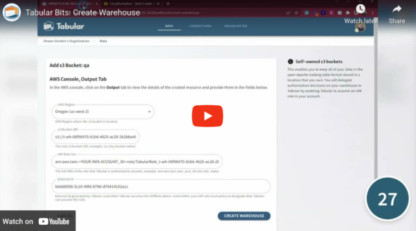 Tabular Bits: Create Warehouse